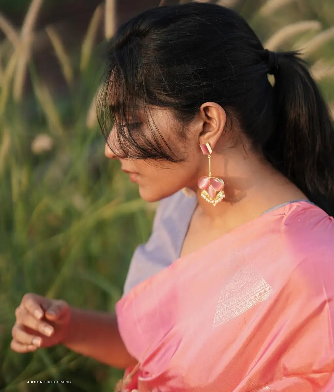 Malayalam Actress Rajisha Vijayan in Pink Saree Blouse